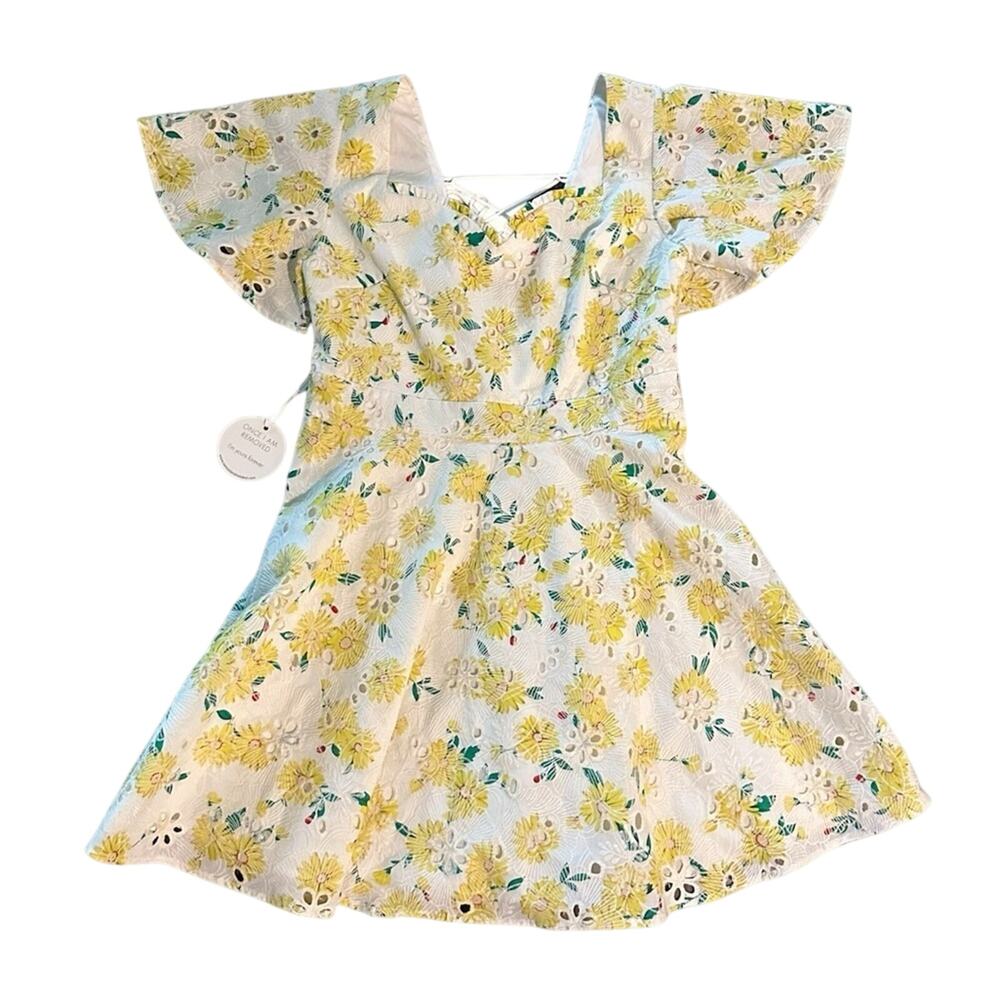 Two Sisters The Label Yellow Floral Eyelet Dress NEW
